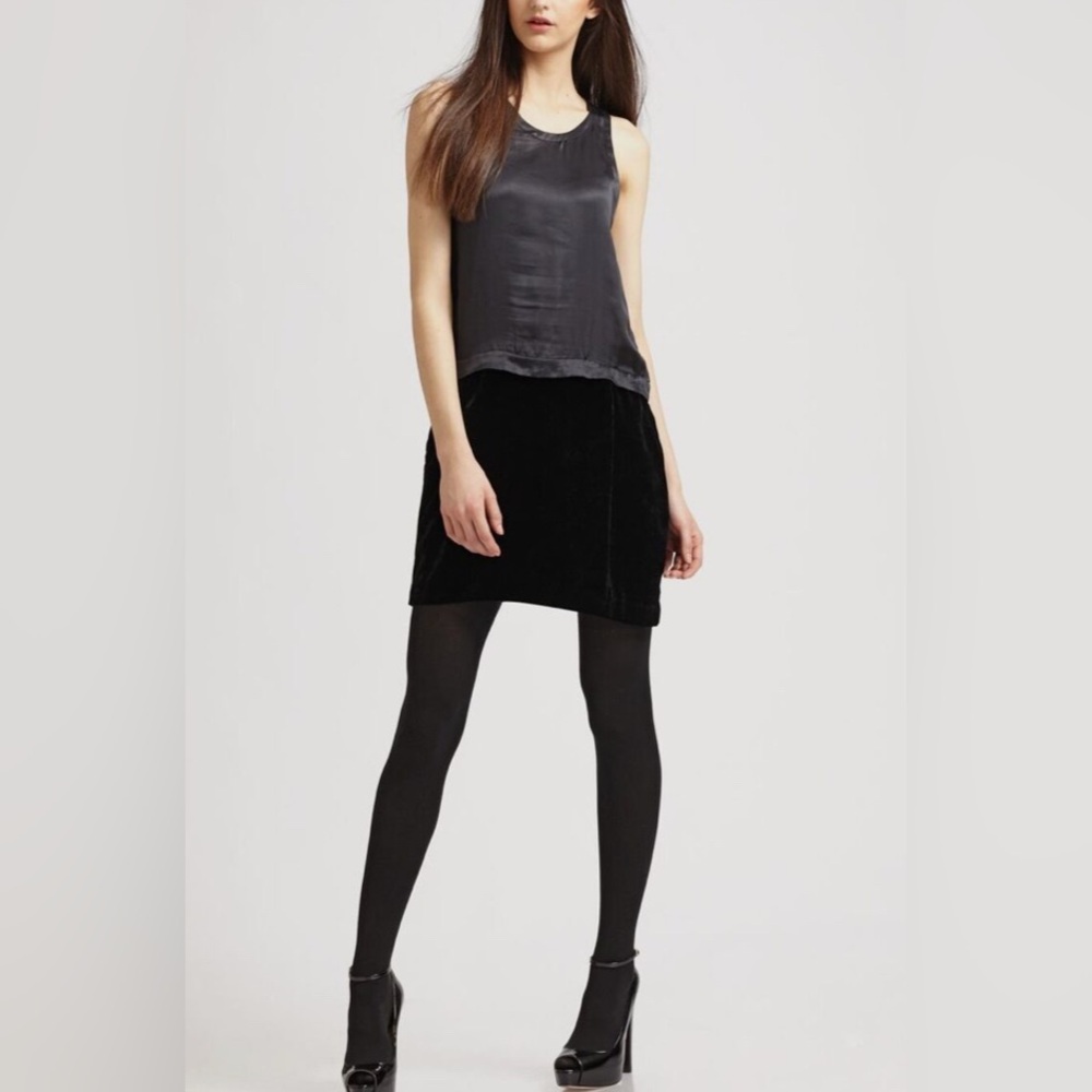 Theory Shamia C Silk Crushed Velvet Black Sleeveless Dress